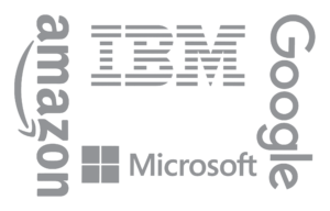 Google, Amazon, IBM, Microsoft logos